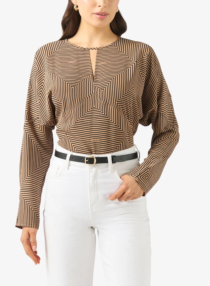 CALVIN KLEIN Leather Round Buckle Belt