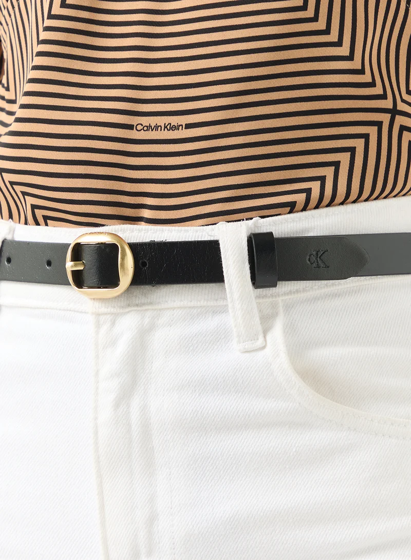 CALVIN KLEIN Leather Round Buckle Belt