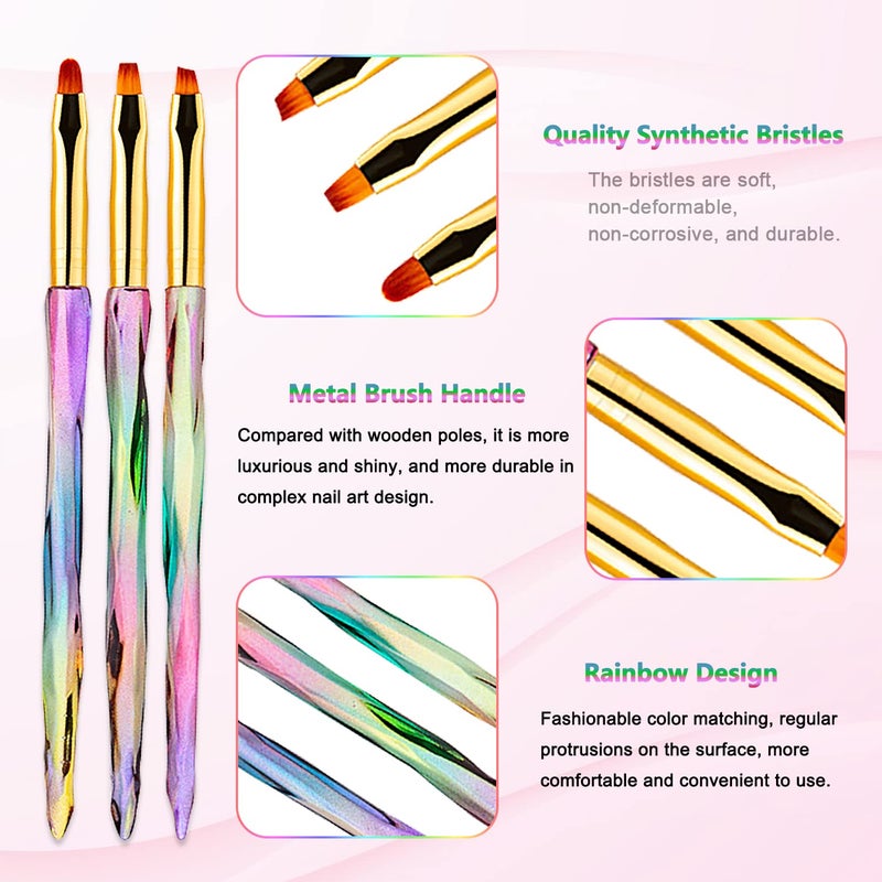 SILPECWEE 3pcs Nail Clean Up Brushes, Nail Polish Remover Brush, Nail Brushes for Cleaning Polish Mistake, Acetone brush, Nail Art Brush Manicure Brush for Nails Design Tool - Image 2