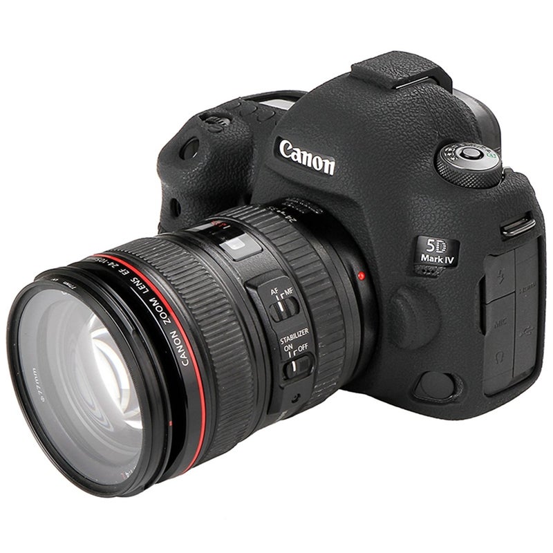 STSEETOP Camera Case for Canon 5D Mark IV 5D IV 5D4 - Silicone Protective DSLR Skin Cover, Detachable Cage, Shockproof, Dustproof (Black) - Image 1