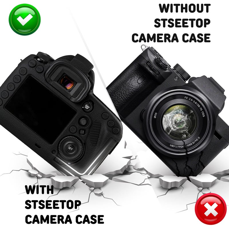 STSEETOP Camera Case for Canon 5D Mark IV 5D IV 5D4 - Silicone Protective DSLR Skin Cover, Detachable Cage, Shockproof, Dustproof (Black) - Image 4