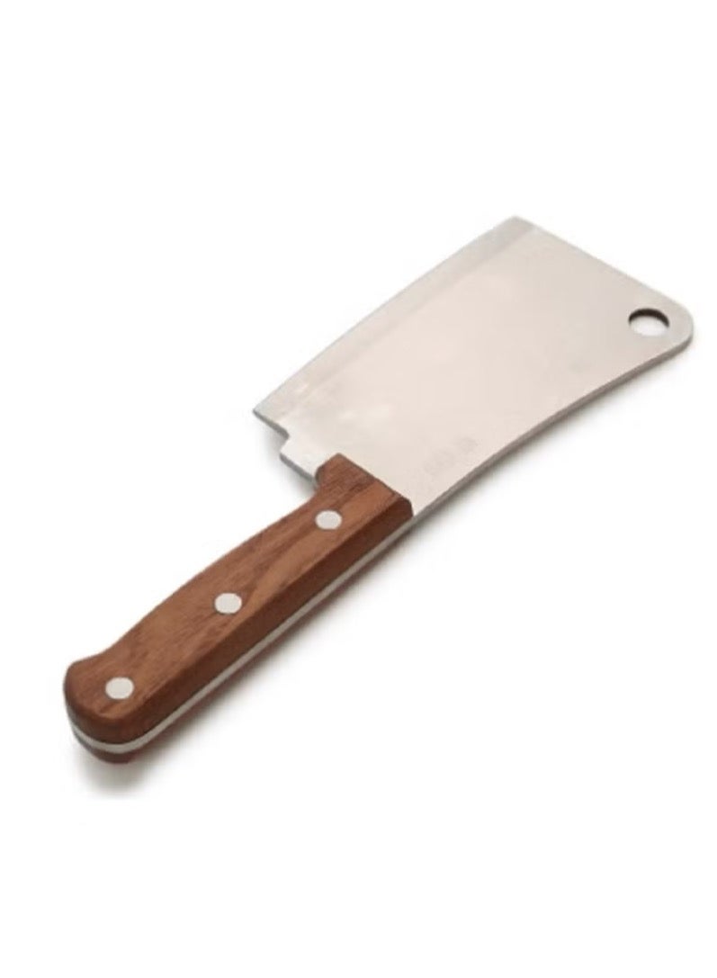 Unique cleaver and knives with silver wooden handles 