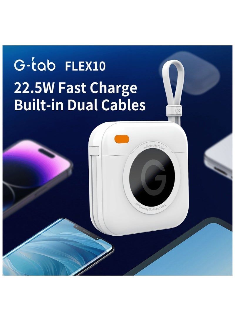 G-Tab FLEX10 – 10000mAh 22.5W Fast Charging Power Bank with Built-in Cables, Portable Charger for Travel & Daily Use, Dual USB Outputs, Compact Design, Quick Charge for Phones, Tablets, and More - Image 5