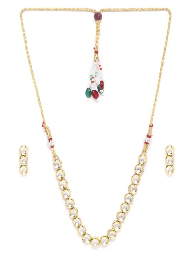 Priyaasi Kundan Stone Studded Beaded Floral Chandbalis