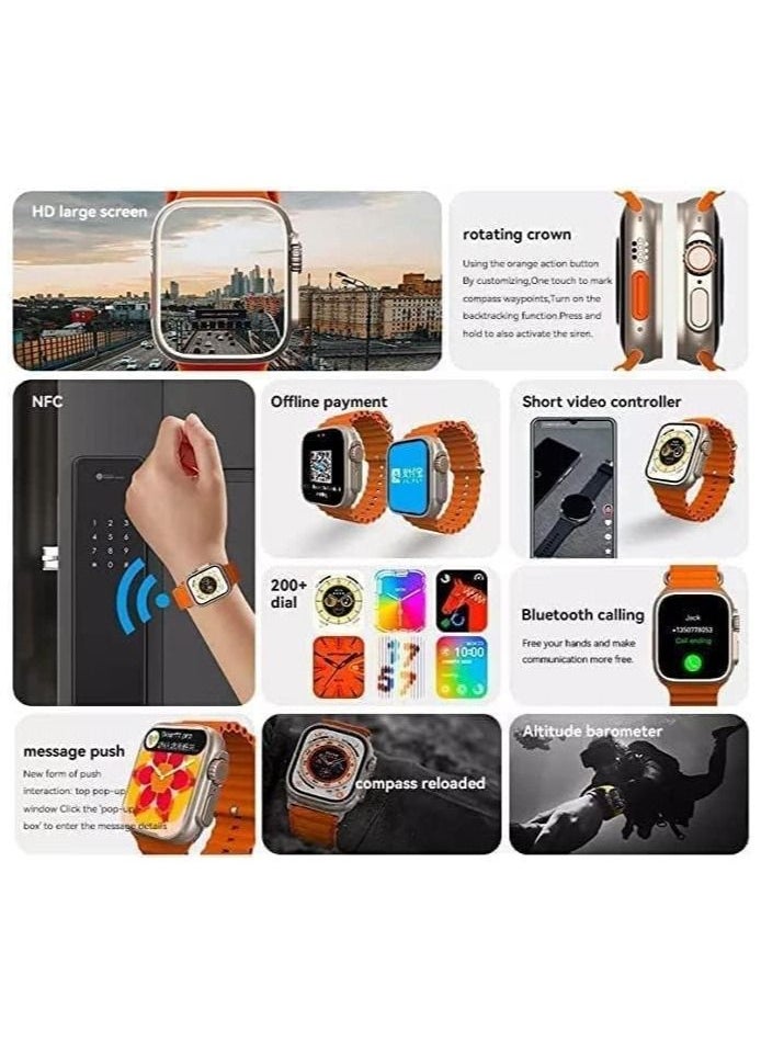 Hiwatch PRO - T900 Ultra Smart Watch 49mm Series 8 Ultra 2.09 Inch infinite Display Full Touch Color Screen Bluetooth Call Blood Pressure Health and Sports Smartwatch Silver Black - Image 1