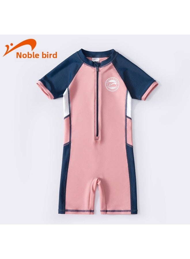 Generic Noble Bird Children's Swimsuit One-piece Baby Cartoon Swimming Trunks Student Hot Spring Quick-drying Swimming Suit Wholesale-Color:9910 Deep Powder Medal- - Image 1