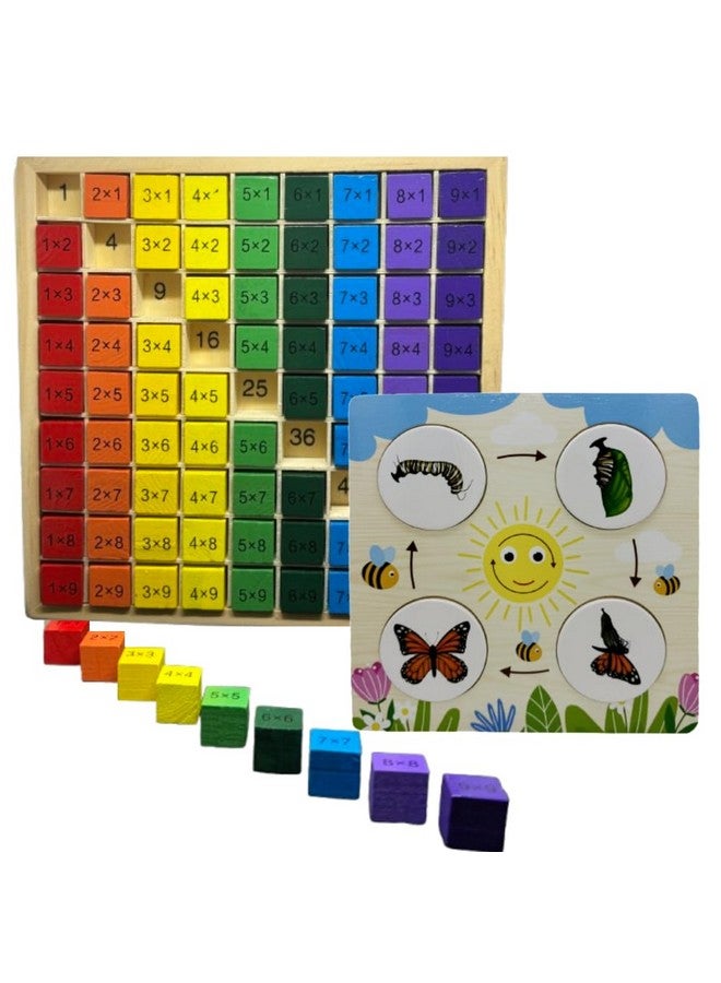 مجموعة ألواح الضرب ودورة النمو الخشبية | لعبة تعليمية للأطفال من سن 6 سنوات فما فوق | أداة مثالية للمفكرين البصريين | لوحة ممتعة (مجموعة الرياضيات والعلوم 1 (دورة الضرب ودورة النمو)) - Image 1