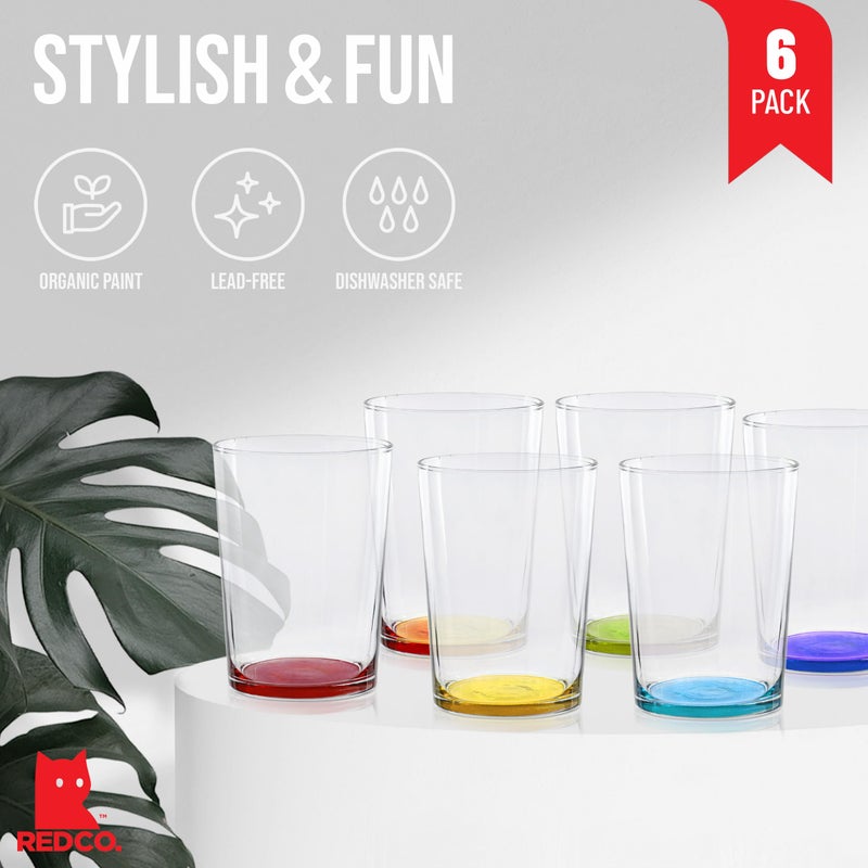 Red Co. Multicolor Large Drinking Glasses for Water, Juice and Cocktails, 16 Ounce - Set of 6 - Image 2