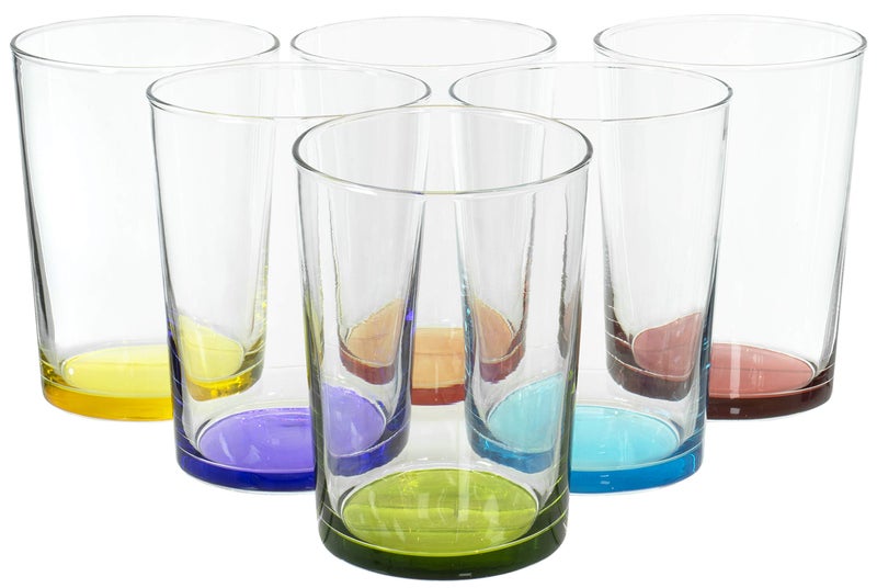 Red Co. Multicolor Large Drinking Glasses for Water, Juice and Cocktails, 16 Ounce - Set of 6 - Image 1