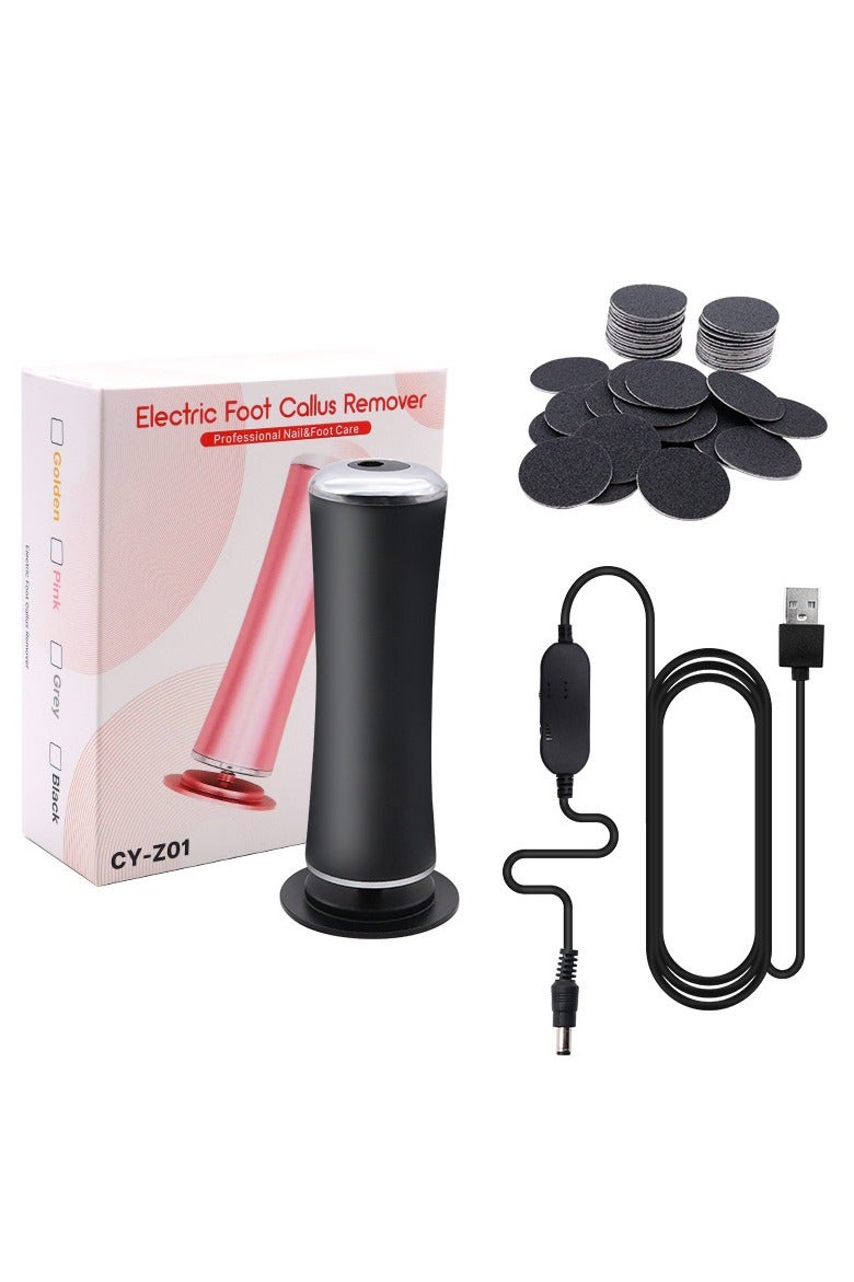 إزالة callus القدم الكهربائية، مطحنة القدم الإلكترونية مع سرعة قابلة للتعديل، 60 قطعة من أقراص ورق الصنفرة البديلة، ملف القدم للعناية بالأقدام للرجال والنساء للجلد الميت المتشقق والخشن (أسود) - Image 1