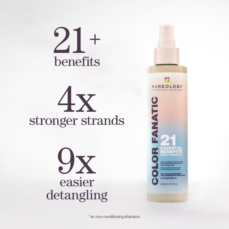 Pureology Color Fanatic Multi-Tasking Leave-In Spray, 21 Benefits for All Hair Types, Heat Protection, Detangling & Frizz Control, Infused with Coconut & Camellia Oils, Color Safe, Vegan, 6.7 Fl Oz - Image 2