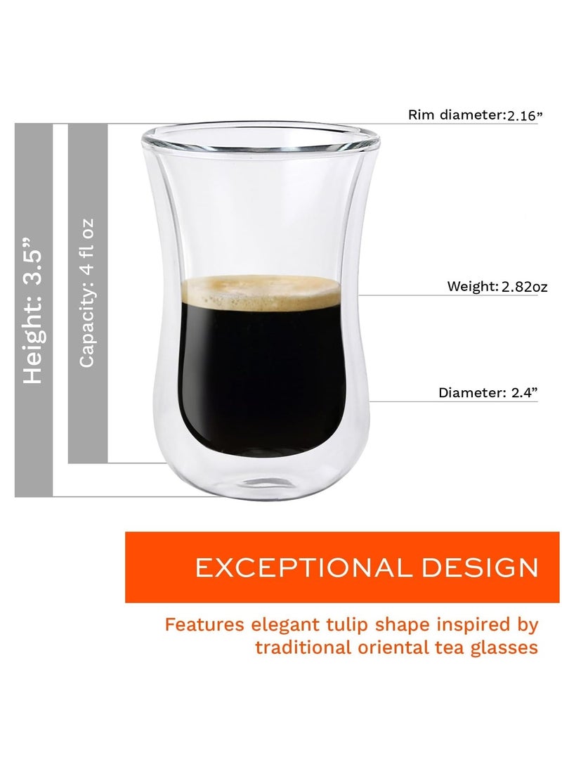 Mirolex Set of 2 - Double Wall Turkish Tea Glasses - 120 ml Insulated Heat Resistant & Lightweight - Image 2