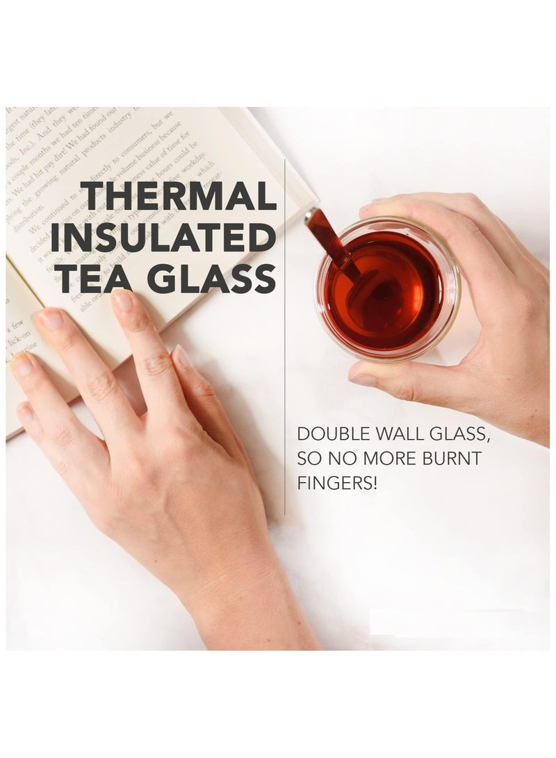 Mirolex Set of 2 - Double Wall Turkish Tea Glasses - 120 ml Insulated Heat Resistant & Lightweight - Image 3