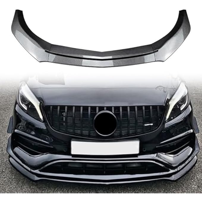 FINMOKAL شفاط مقدمة السيارة مع سبويلر وقطع جسم متوافقة مع بنز A-Class W176 A200 A260 A45 AMG 2013-2018، مظهر ألياف الكربون - Image 1