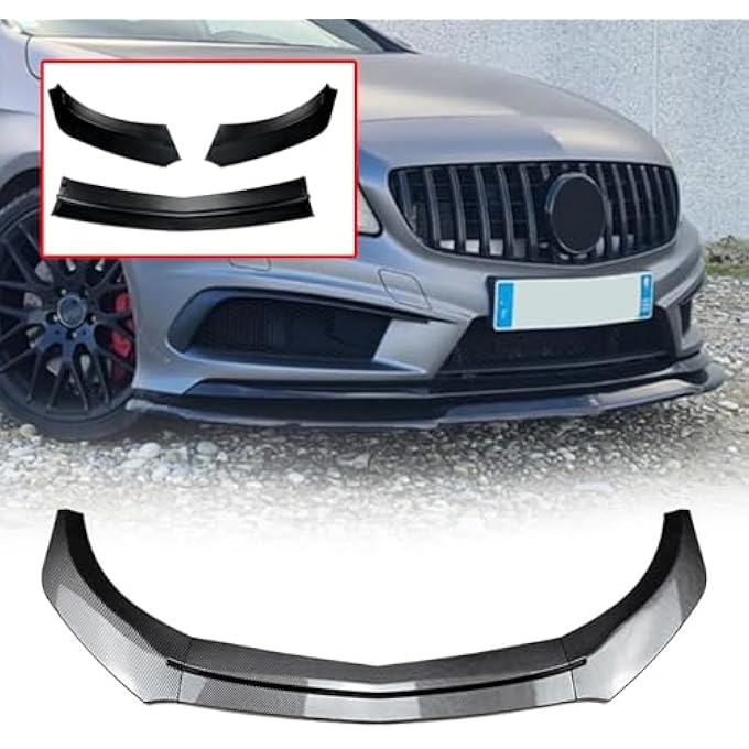 FINMOKAL شفاط مقدمة السيارة مع سبويلر وقطع جسم متوافقة مع بنز A-Class W176 A200 A260 A45 AMG 2013-2018، مظهر ألياف الكربون - Image 2