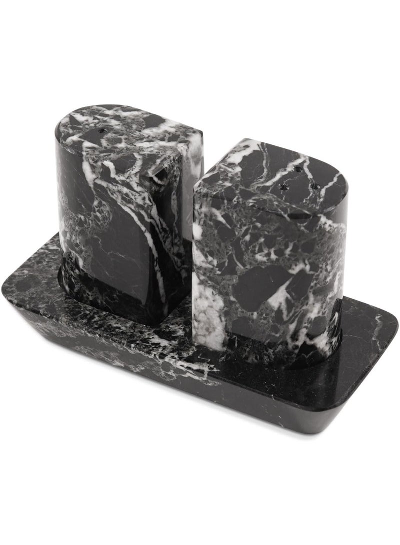 RADICALn Handmade Black Marble Salt and Pepper Shakers Set 2.5 Inch Stone Spice Dispenser Kitchen Table Seasoning Holder Farmhouse Home Decor Gift - Image 1
