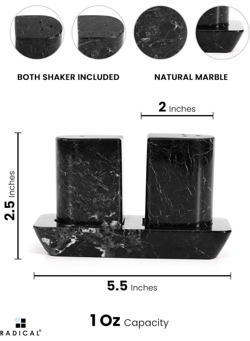 RADICALn Handmade Black Marble Salt and Pepper Shakers Set 2.5 Inch Stone Spice Dispenser Kitchen Table Seasoning Holder Farmhouse Home Decor Gift - Image 3