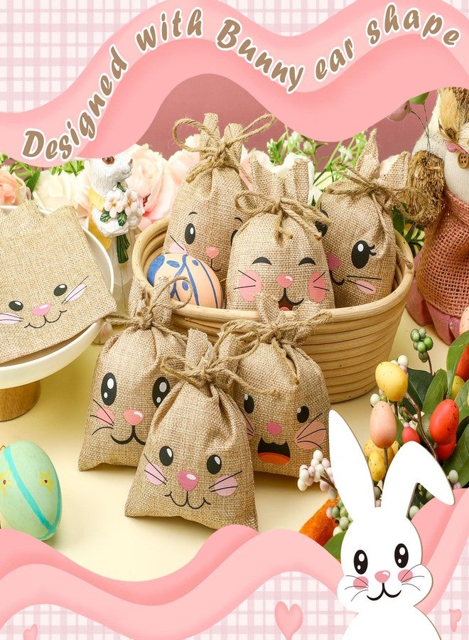Wovnet 36 Pcs Easter Burlap Bags for Kids Bulk 4'' x 6'' Easter Treat Sacks Bags with Drawstring Rabbit Ear Cute Bunny Goodie Gift for DIY Project Basket Candy Party Favor Hunt Stuffer - Image 4