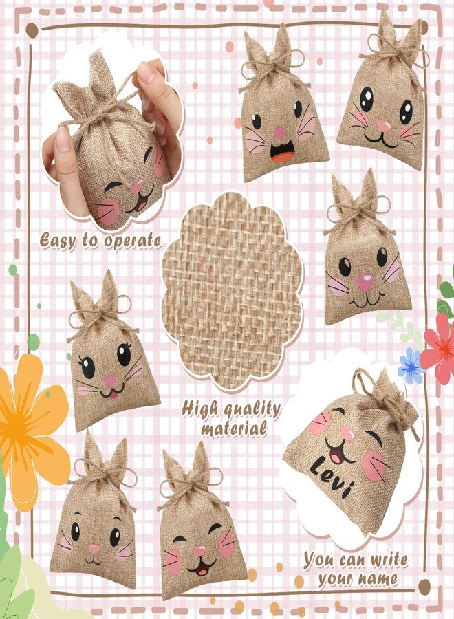 Wovnet 36 Pcs Easter Burlap Bags for Kids Bulk 4'' x 6'' Easter Treat Sacks Bags with Drawstring Rabbit Ear Cute Bunny Goodie Gift for DIY Project Basket Candy Party Favor Hunt Stuffer - Image 3