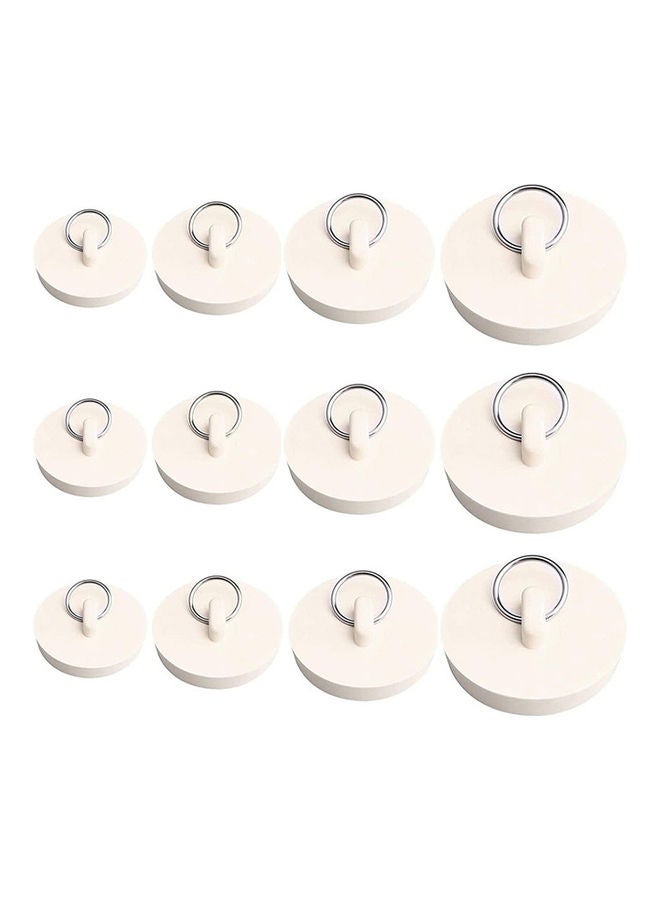 12-Pieces Four Size Drain Stopper Set White 4.7cm - Image 1