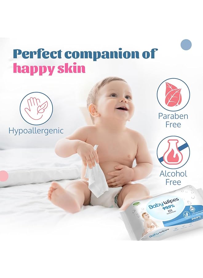 ECVV 180 Count Baby Wipes With 99.9% Pure Water Hypoallergenic Alcohol Free Extra Thick & Ultra Soft Texture Safe For Sensitive Skin 60 Wipes Per Pack (3 Packs Total) - Image 2