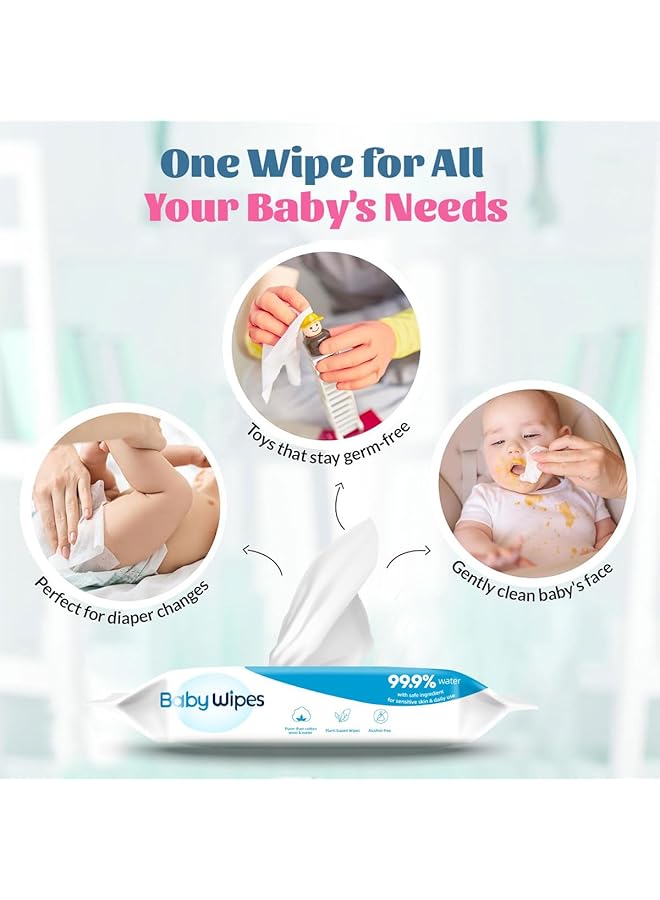 ECVV 180 Count Baby Wipes With 99.9% Pure Water Hypoallergenic Alcohol Free Extra Thick & Ultra Soft Texture Safe For Sensitive Skin 60 Wipes Per Pack (3 Packs Total) - Image 4