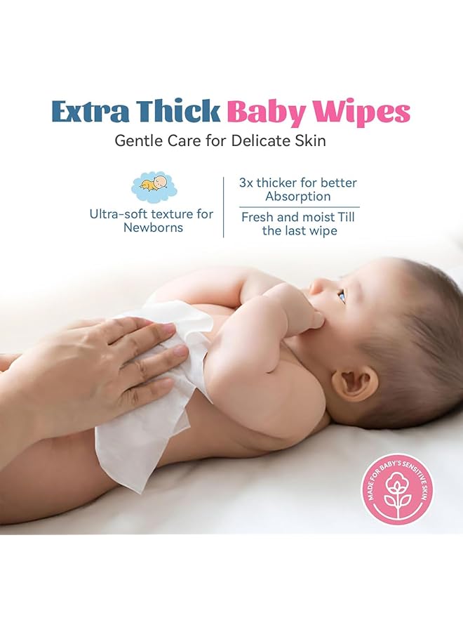 ECVV 180 Count Baby Wipes With 99.9% Pure Water Hypoallergenic Alcohol Free Extra Thick & Ultra Soft Texture Safe For Sensitive Skin 60 Wipes Per Pack (3 Packs Total) - Image 5