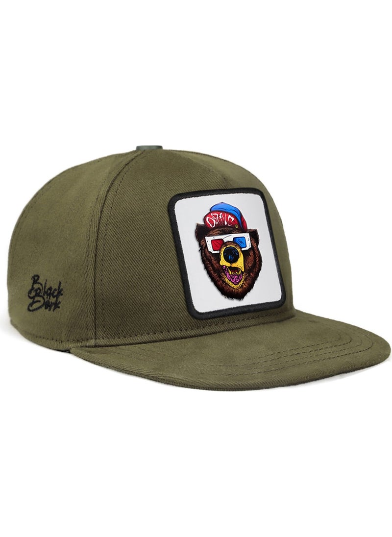 Black Börk BlackBörk V1 Hip Hop Kids Bear - Khaki Kids Hat (Cap) with 2 Code Logo  - Image 1