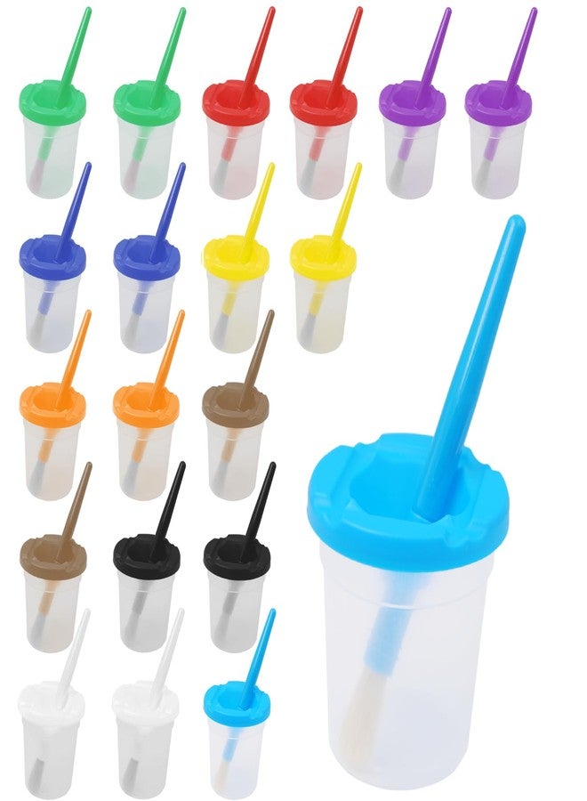 Zilphoba 20pcs Paint Cups with Lids for Kids, 10 Different Color Spill Proof Learning Cups for Young Artist - Image 1