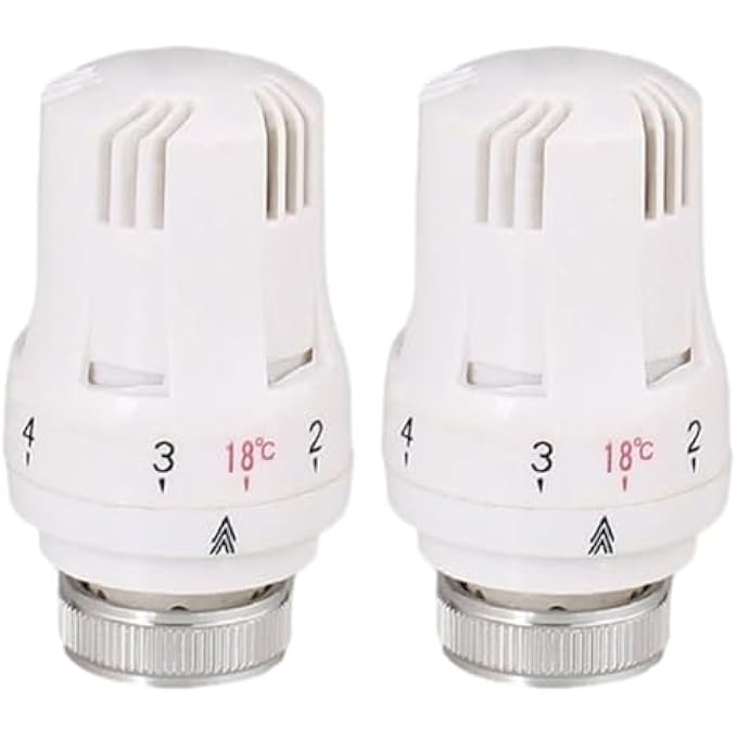 2-PACK THERMOSTATIC RADIATOR VALVE HEAD M30X1.5 TEMPERATURE CONTROL 6-28Ƒ, SELF-ADJUSTING ANTIFREEZE FUNCTION, ABS+PC CONSTRUCTION FOR COMPACT RADIATORS - Image 1