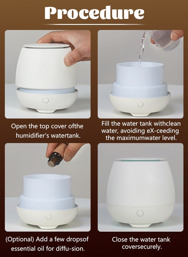 Essential Oil Diffuser 150ml Small Aromatherapy Diffuser Cool Mist Humidifier with Safety Auto-Off Timer, 7 LED Color diffusers for Home, Office, Bedroom, White  - Image 5