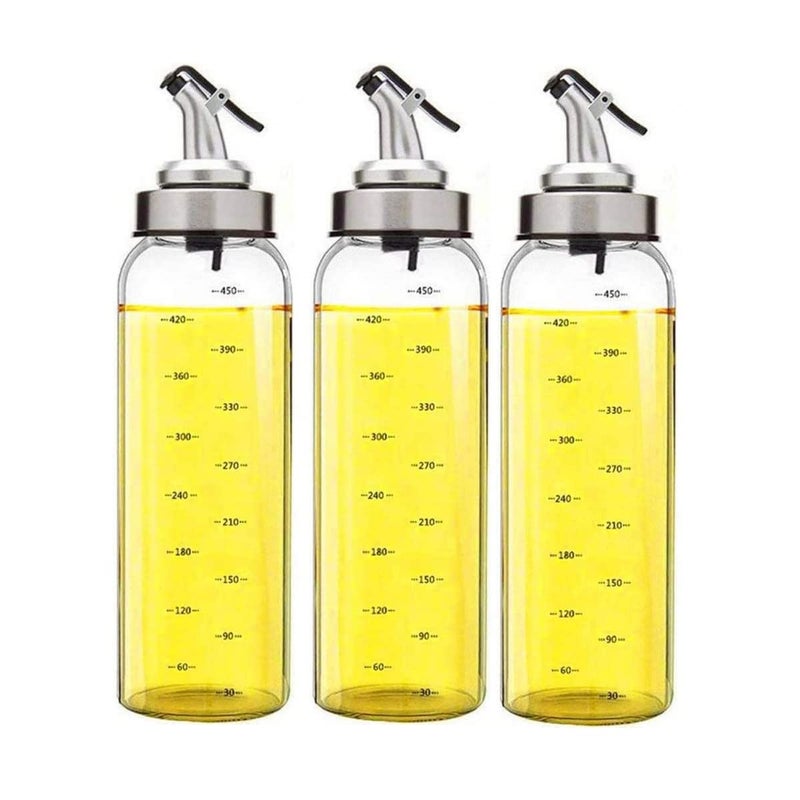 P Plus Fire Oil Bottle Olive Oil Vineger Dispenser Bottle Set of 2 for Cooking Pot 500ml LeadFree Glass Bottle for Oil Drip Free BBQ Salad Kitchen Baking Roasting Frying - Image 1