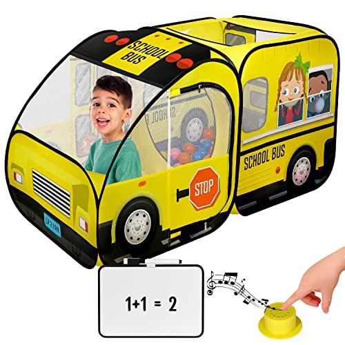 Kiddzery School Bus PopUp Kids Tent with Sound Play Button Ball Pit for Toddler  Up  Easy Setup Tent for Indoor  Outdoor Daycare Playground Activities  Pretend Play Great for Kids - Image 1