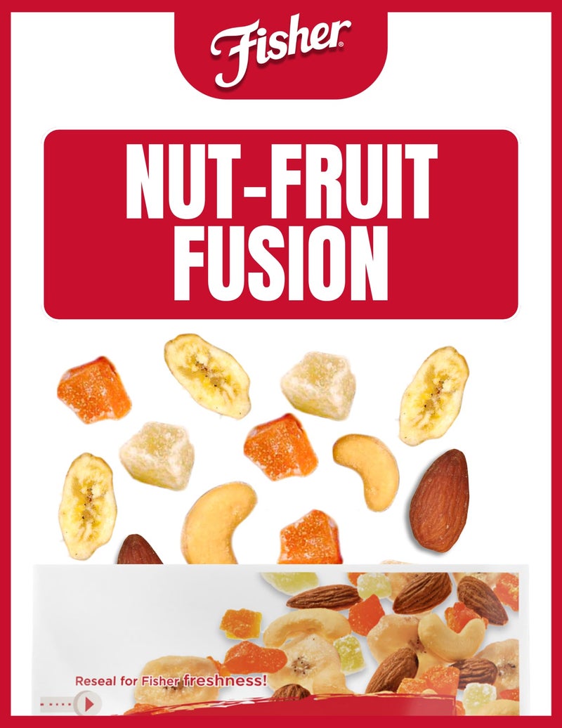 Fisher Snack Tropical Trail Mix, 3.5 Ounces (Pack of 6), Banana Chips, Almonds, Cashews, Dried Sweetened Pineapple and Mango, Resealable Pouches - Image 3