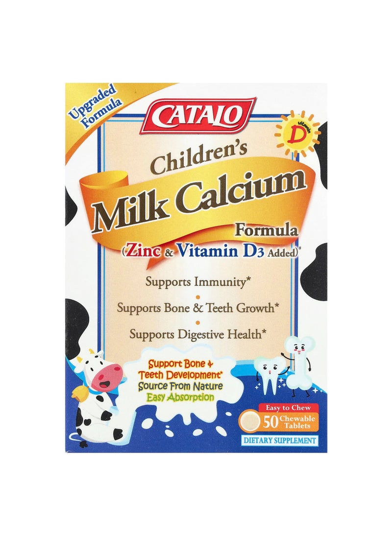 Children's Milk Calcium Formula, Zinc & Vitamin D, 50 Chewable Tablets