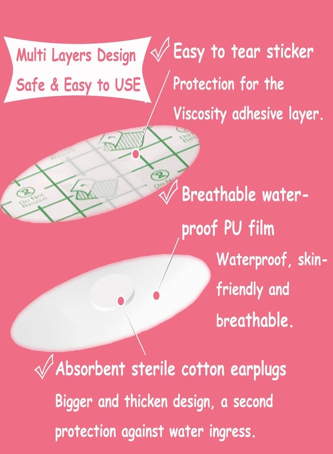 saicheek Adult Shower Ear Covers Waterproof Ear Tapes Bath Ear Protection Ear Covers for Adult Kids Shower Swimming Use,Transparent Adhesive Ear Covers (Large 60Pcs) - Image 5