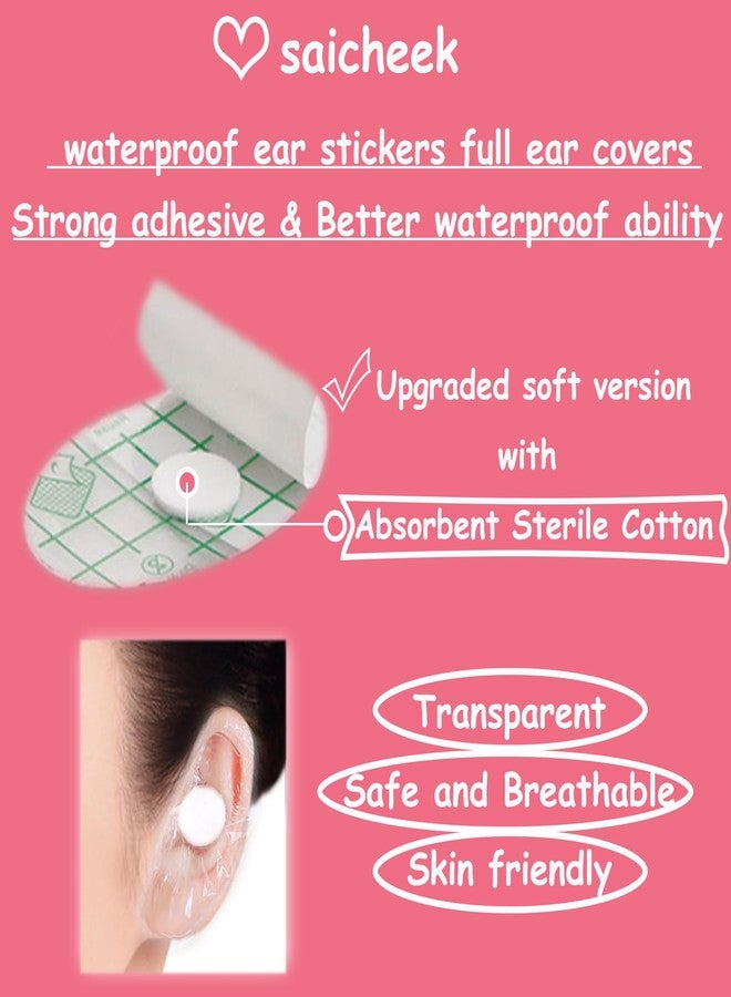 saicheek Adult Shower Ear Covers Waterproof Ear Tapes Bath Ear Protection Ear Covers for Adult Kids Shower Swimming Use,Transparent Adhesive Ear Covers (Large 60Pcs) - Image 4