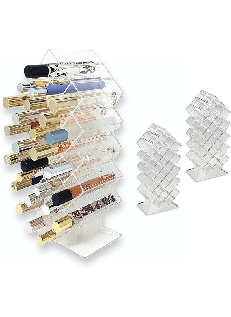 BY ALEGORY BY ALEGORY byAlegory (Set Of 2) Acrylic Rollerball Perfume Makeup Organizer Stand 28 Space Cosmetic Beauty Vanity Storage w/ Deep Slots Refillable Container - Clear 