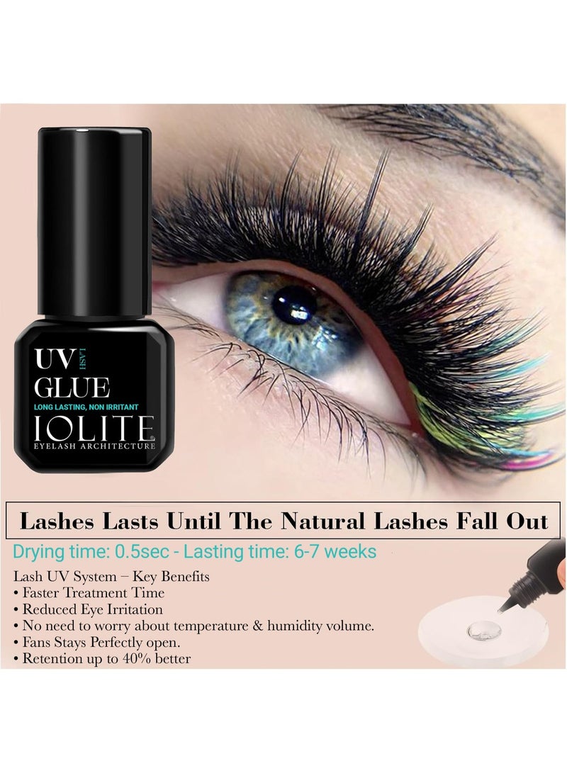 Iolite UV Lash Glue 5ml (Black) – Quick Drying 0.5 Sec UV Eyelash Extension Adhesive, Long-Lasting 6–7 Weeks, Low Fume & Non-Irritant Lash Glue IUVLG-B - Image 2