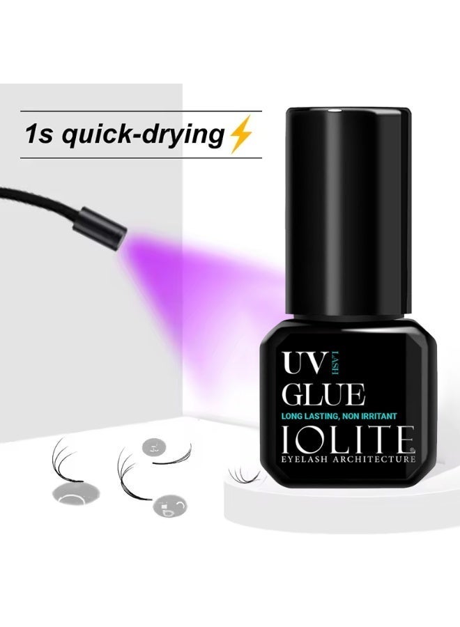 Iolite UV Lash Glue 5ml (Black) – Quick Drying 0.5 Sec UV Eyelash Extension Adhesive, Long-Lasting 6–7 Weeks, Low Fume & Non-Irritant Lash Glue IUVLG-B - Image 5