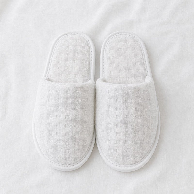 TM HOME Jacquard Hotel Slippers, Natural Cotton, Satin Finish, Soft Comfortable One Size, Premium Hotel Quality, Havana - Image 2
