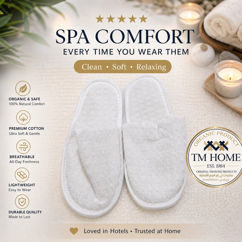 TM HOME Jacquard Hotel Slippers, Natural Cotton, Satin Finish, Soft Comfortable One Size, Premium Hotel Quality, Havana - Image 4