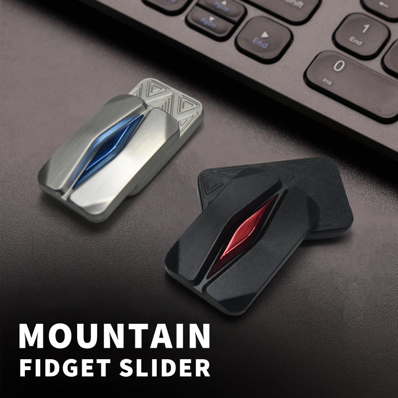 HIDEDC Mountain Fidget Slider, Trackless Design for Fancy Tricks, EDC Fidget Toys Adults Stress Relief Toy for Keep Focus & Anxiety Relief, Best Gadgets for Men (Black/Red) - Image 2