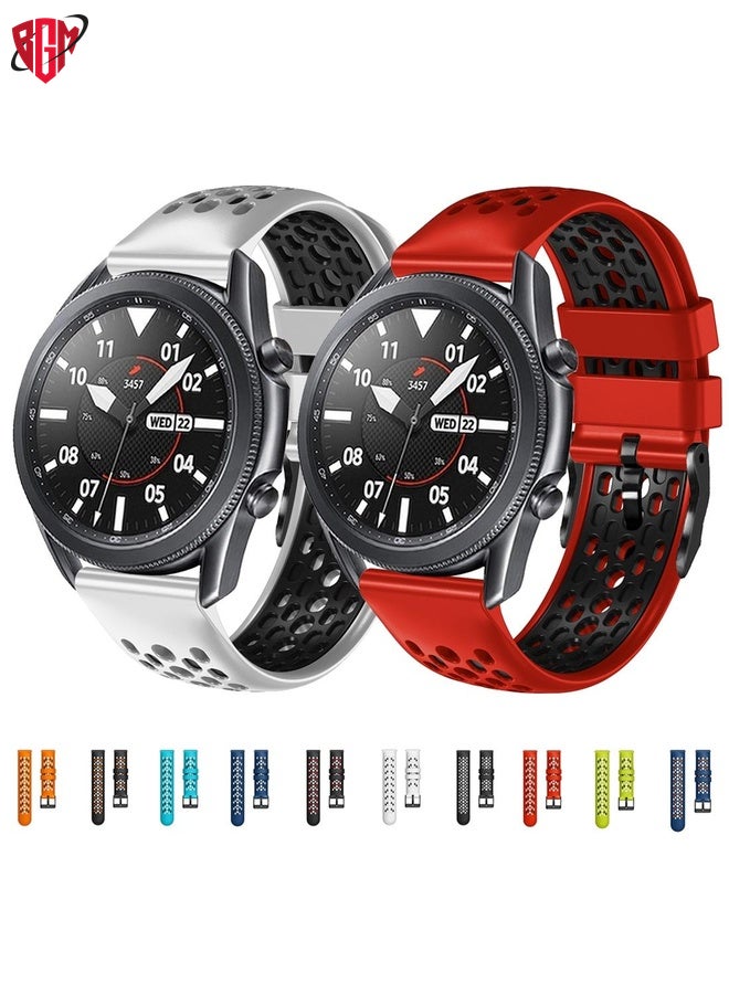 BGM For Amazfit GTR 2 22mm Two-Color Breathable Silicone Watch Band(Black+Red)  - Image 3
