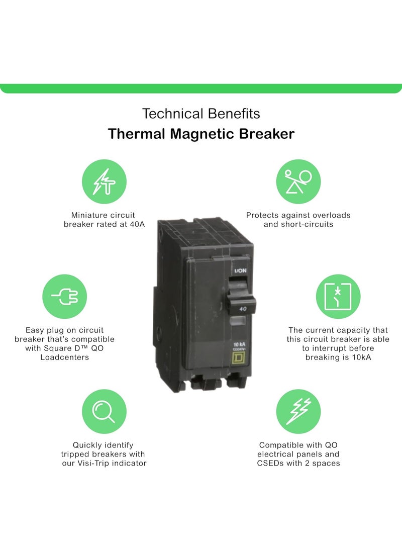 Schneider Electric Square D by Schneider Electric QO240CP Square D-QO240CP QO 40 Amp Two-Pole Circuit Breaker, Pack of 1, Black  - Image 5