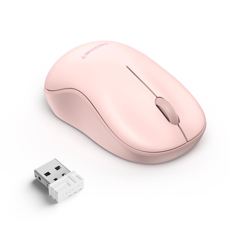 TECKNET Wireless Mouse for Laptop, 2.4G Silent Computer Mouse Quiet Click with 5 DPI Levels,Contoured Grip,Small Portable 30 Months Battery Cordless Mice for PC, Chromebook, Mac - Pink - Image 1