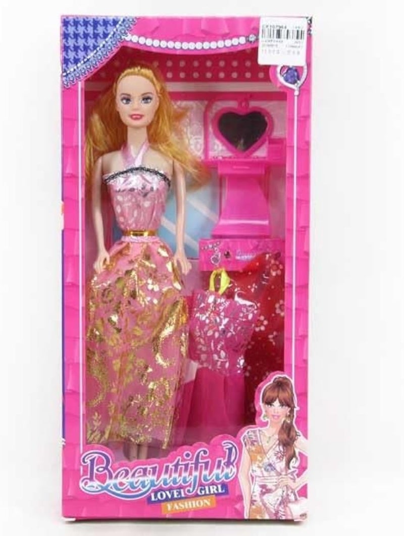 Beautiful Lover Girl Fashion Doll, Pink Dress, Blonde Hair, 30 cm