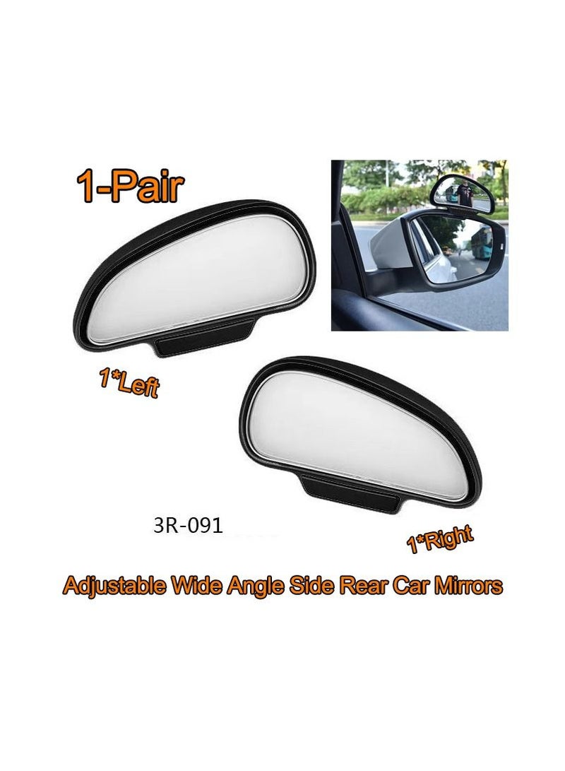 1-Pair Adjustable Wide Angle Side Rear Car Mirrors,Blind Spot Snap Way for Parking Auxiliary Rear View Mirror,Colour Black - Image 1
