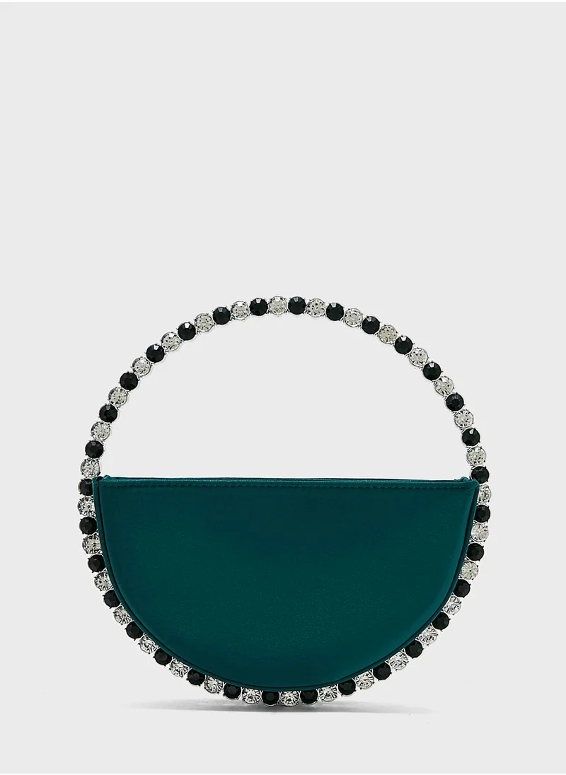Khizana Stone-Encrusted Satin Clutch