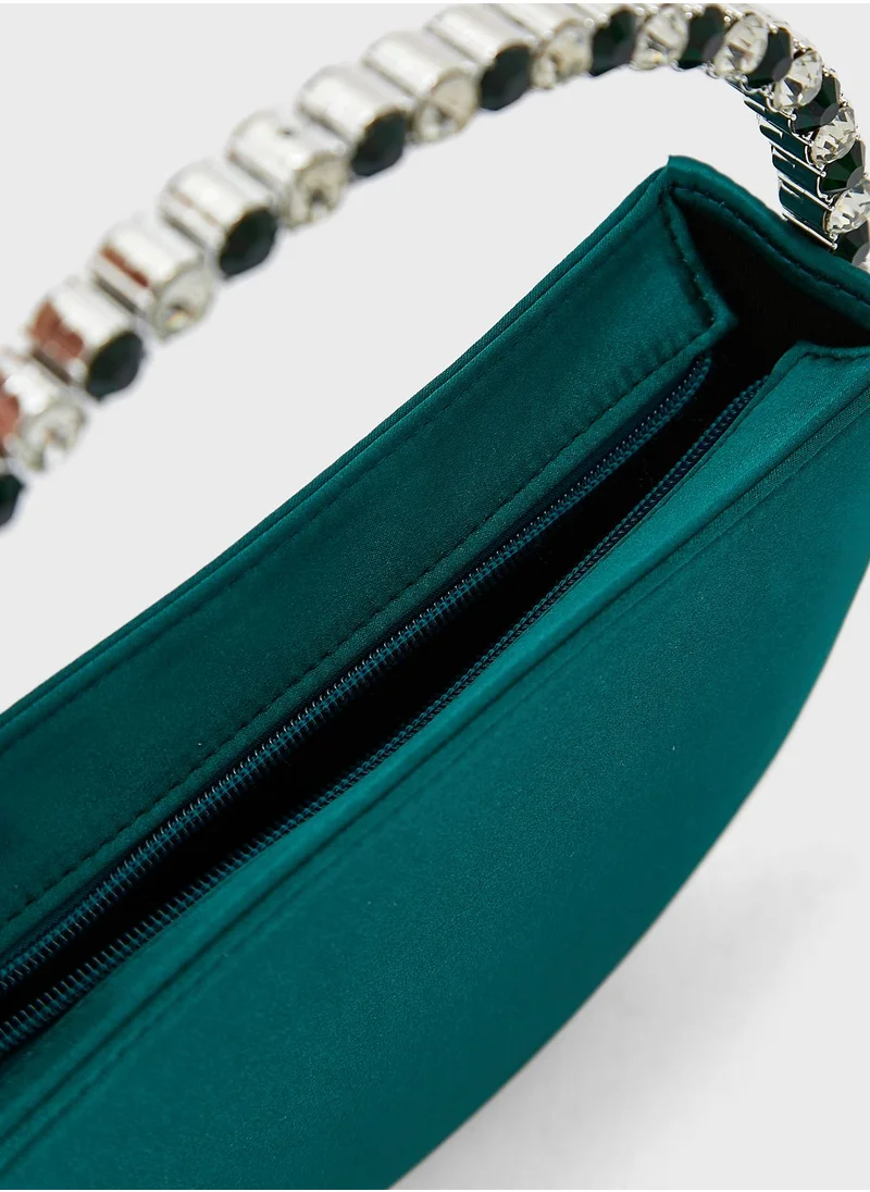 Khizana Stone-Encrusted Satin Clutch